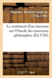 Le sentiment d'un inconnu sur l'Oracle des nouveaux philosophes