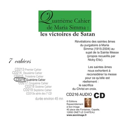 Quatrième cahier de Maria Simma :  les victoires de Satan - livre audio - CD216