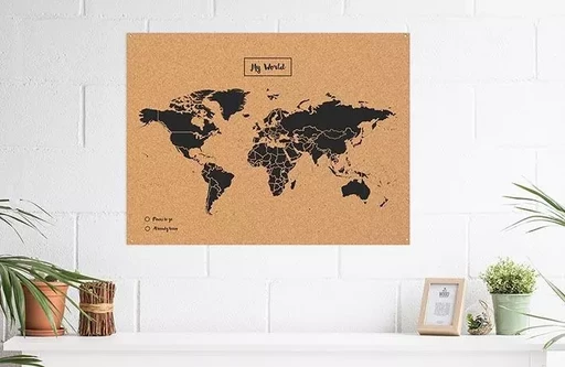 CARTE MY WORLD L - LIEGE NATUREL NOIR - 60CM X 45CM -  - MISS WOOD