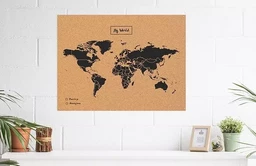 CARTE MY WORLD L - LIEGE NATUREL NOIR - 60CM X 45CM