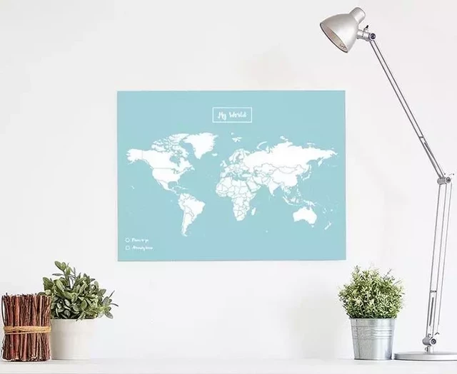 CARTE  MY WORLD XL- LIEGE BLEU FOND  BLANC 91CM X 61CM -  - MISS WOOD