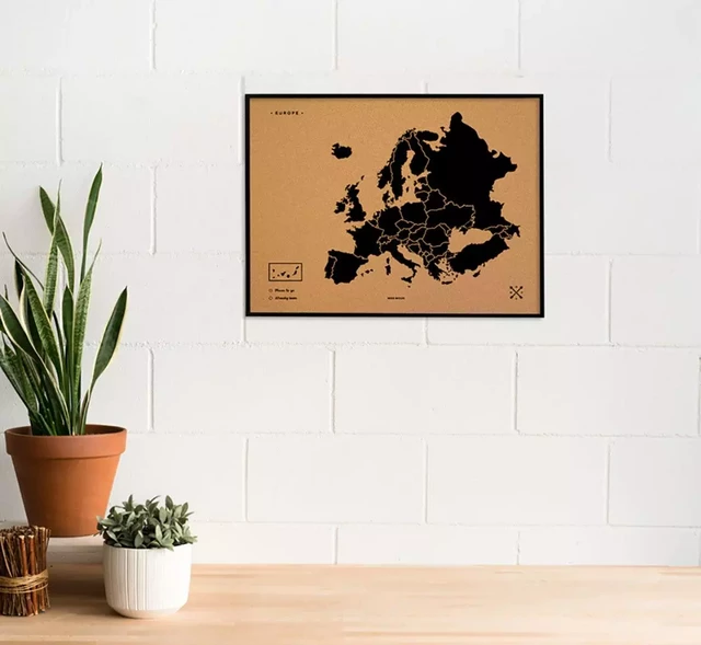 WOODY MAP L - EUROPE CADRE NOIR 63 CM X 48 CM -  - MISS WOOD