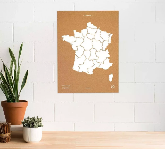 WOODY MAP XL - FRANCE BLANC 90 CM X 60 CM -  - MISS WOOD