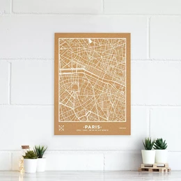 WOODY MAP VILLE L - PARIS - BLANC 60 CM X 45 CM