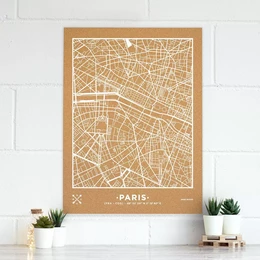 WOODY MAP VILLE XL - PARIS - BLANC 90 CM X 60 CM