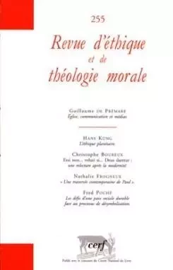 REVUE D'ETHIQUE ET DE THEOLOGIE MORALE NUMERO 255 -  COLLECTIF RETM - CERF