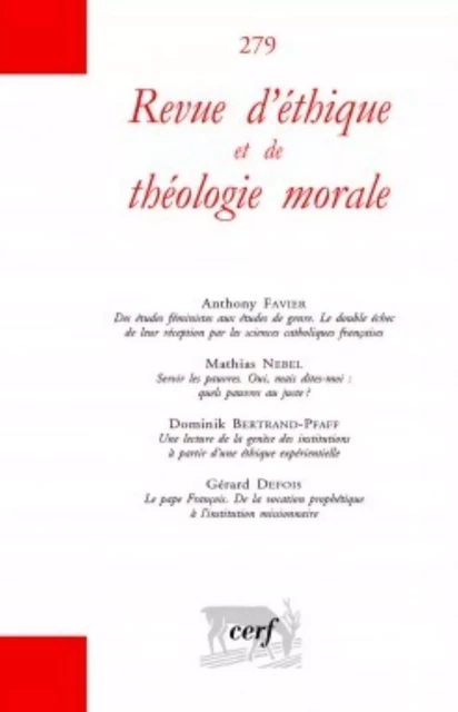 REVUE D'ÉTHIQUE ET DE THÉOLOGIE MORALE 279 -  Collectif - CERF