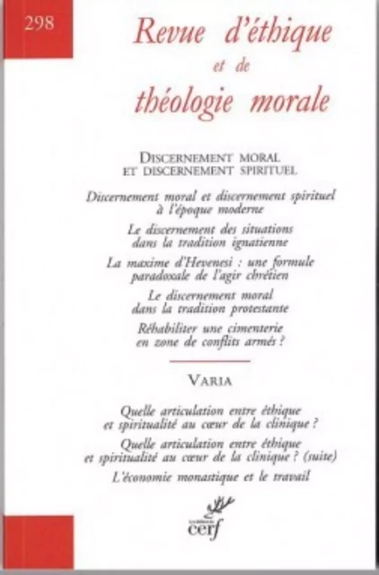 REVUE D'ETHIQUE ET DE THÉOLOGIE MORALE 298 -  Collectif - CERF