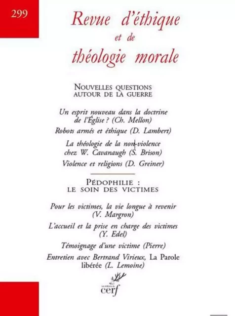 REVUE D'ETHIQUE ET DE THEOLOGIE MORALE NUMERO 301 -  COLLECTIF SNPLS - CERF