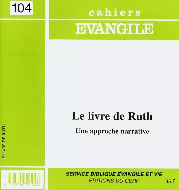 CE-104. LE LIVRE DE RUTH -  WENIN ANDRE - CERF