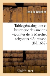 Table généalogique et historique des anciens vicomtes de la Marche, seigneurs d'Aubusson et ensuite