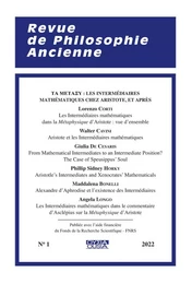 Les intermédiaires mathématiques dans la Métaphysique d'Aristote