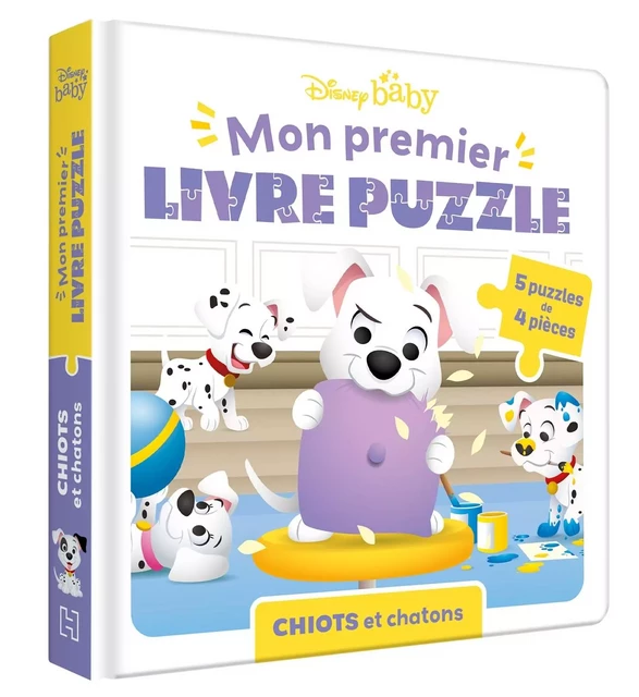 DISNEY BABY - Mon Premier Livre Puzzle - 5 puzzles 4 pièces - Chiots et chatons -  - DISNEY HACHETTE