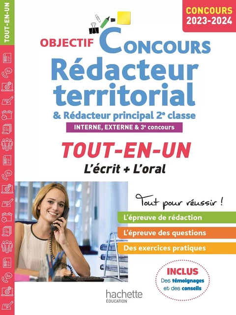 Objectif Concours Rédacteur territorial et rédacteur principal 2023 : externe, interne et 3e voie - Bernard Delhoume - HACHETTE EDUC