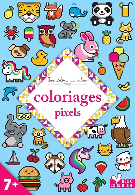 Coloriages pixels -  - DEUX COQS D OR