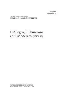 GEORG HANDEL : L'ALLEGRO, IL PENSEROSO ED IL MODERATO -  HANDEL - NOVELLO ET CO