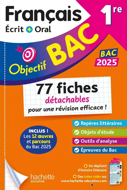 Objectif BAC Fiches détachables Français 1re BAC 2025 - Amélie Pinçon, A Sourisse - HACHETTE EDUC