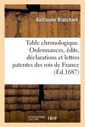 Table chronologique. Ordonnances, édits, déclarations et lettres patentes des rois de France