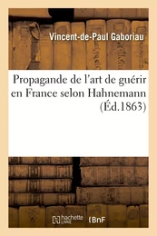 Propagande de l'art de guérir en France selon Hahnemann