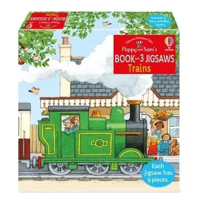 Poppy and Sam's book and 3 jigsaws : Trains - Heather Amery - Usborne catalogue anglais