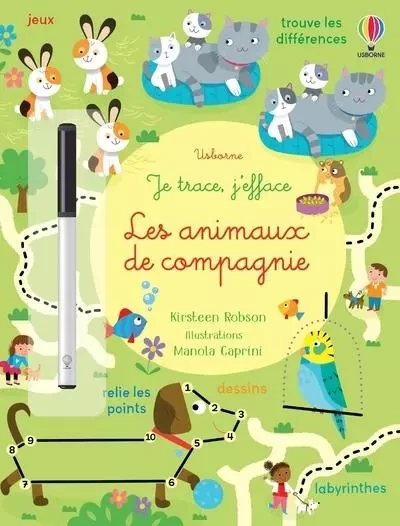 Les animaux de compagnie - Je trace, j'efface - Kirsteen Robson - Usborne publishing ltd