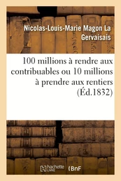 100 millions à rendre aux contribuables ou 10 millions à prendre aux rentiers