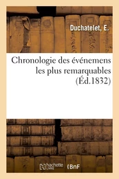 Chronologie des événemens les plus remarquables