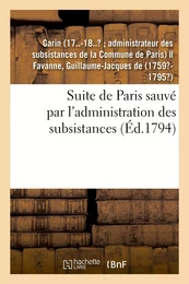 Suite de Paris sauvé par l'administration des subsistances