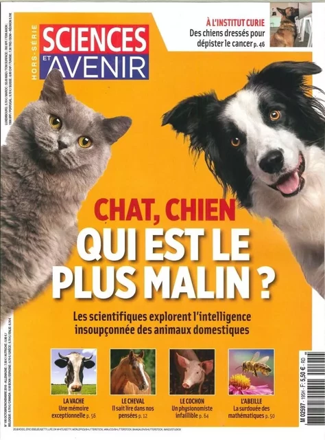 Sciences et Avenir HS N°195 Chat, chien qui est le plus malin?  - octobre/novembre 2018 -  Collectif - HS SCIENCES AVE