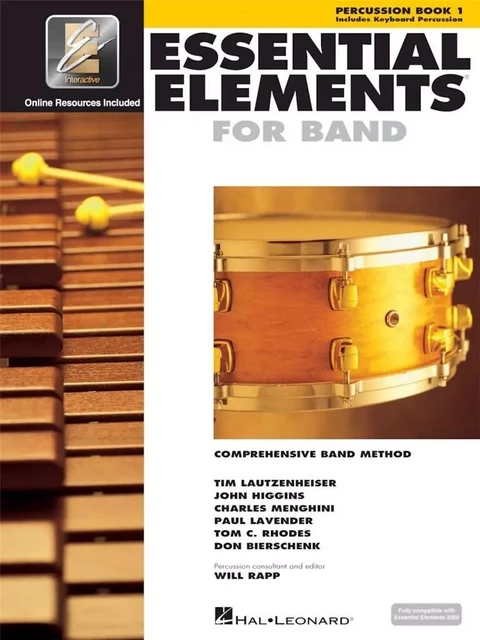 ESSENTIAL ELEMENTS FOR BAND - BOOK 1 - PERCUSSION - RECUEIL + ENREGISTREMENT(S) EN LIGNE -  DIVERS AUTEURS - HAL LEONARD