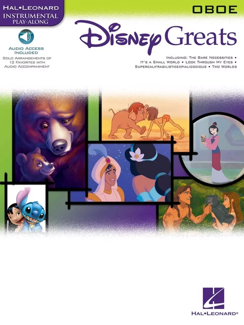 DISNEY GREATS  SOLO ARRANGEMENTS OF 15 FAVORITE SONGS OBOE  RECUEIL + ENREGISTREMENT(S) EN LIGNE -  DIVERS AUTEURS - HAL LEONARD