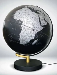 GLOBE 30 CM NOIR LUMINEUX PIED DORE/NOIR