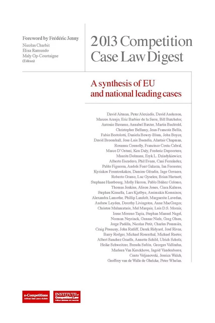 2013 Competition Case Law Digest a Synthesis of EU and National Leading Cases -  - CONCURRENCES