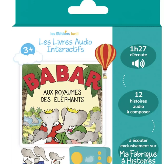 COFFRET LIVRE AUDIO - BABAR AUX ROYAUMES DES ELEPHANTS -  LUNII - LUNII