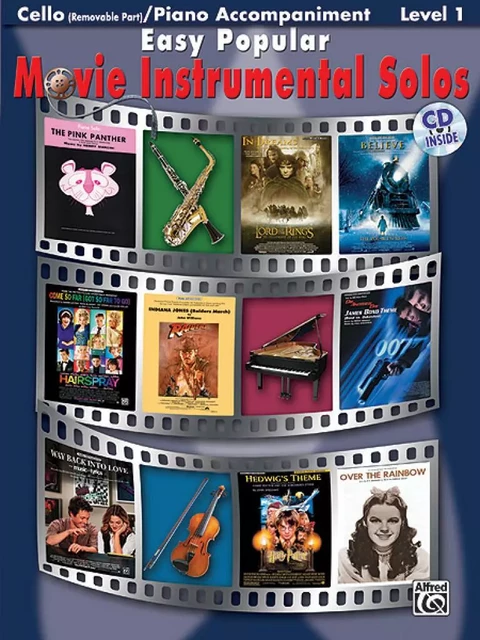 EASY POPULAR MOVIE INSTRUMENTAL SOLOS FOR STRINGS - VIOLONCELLE ET PIANO NIVEAU 1 - RECUEIL + CD -  DIVERS AUTEURS - ALFRED