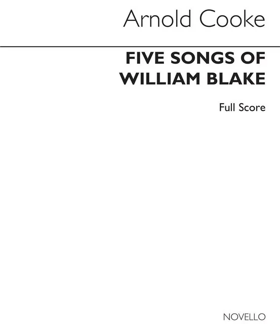 ARNOLD COOKE: 5 SONGS OF WILLIAM BLAKE SCORE (BARITONE, TREBLE RECORDER+PIANO) -  COOKE, ARNOLD (COMPO - NOVELLO ET CO