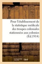 Ministère des colonies. Instruction pour l'établissement de la statistique médicale