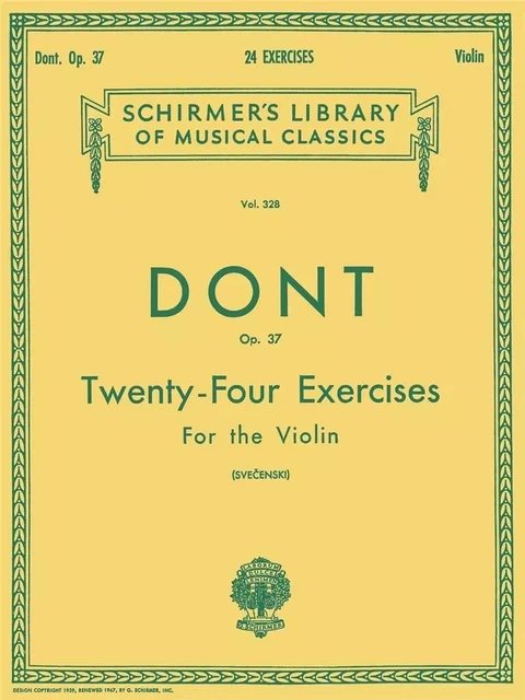 JAKOB DONT : 24 EXERCISES, OP 37 - VIOLON -  JACOB DONT - SCHIRMER