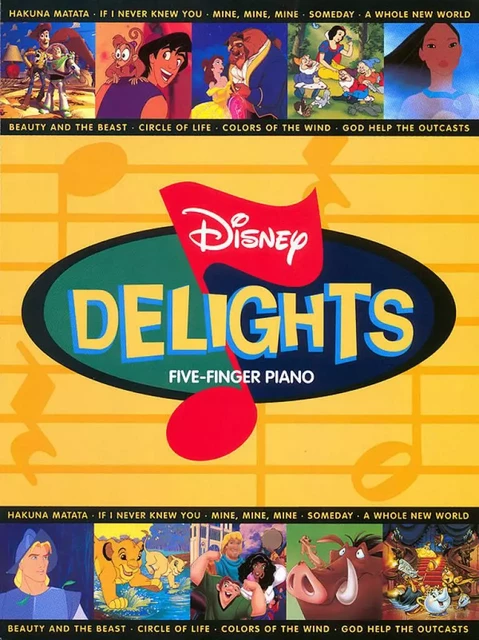 DISNEY DELIGHTS - FIVE-FINGER PIANO - 8 SONGS FOR BEGINNERS - 9 CHANSONS - PIANO -  DIVERS AUTEURS - HAL LEONARD