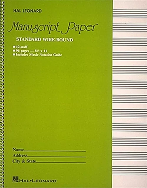 CAHIER DE MUSIQUE - 12 PORTEES, 96 PP. PAPIER BLANC - SPIRALE -  DIVERS AUTEURS - HAL LEONARD