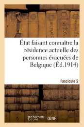 État faisant connaître la résidence actuelle des personnes évacuées de Belgique. Fascicule 2