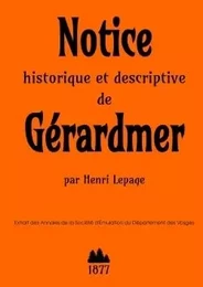 Notice historique et descriptive de Gérardmer