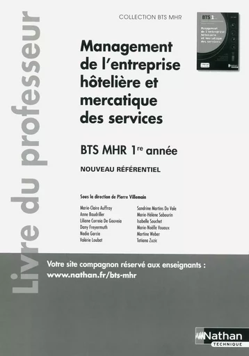 Management de l'entreprise Hôtelière et Mercatique des services BTS1 (BTS MHR) - Professeur - 2018 -  Collectif - Nathan