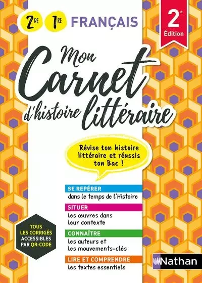 Mon carnet d'histoire littéraire - 1ère/ 2nde - 2023 - Vincent Blin, Lise Campy-Weis, Maxime Durisotti, Anne-Marie Garcia, Eric Luczak, David Martin, Alexandra de Montaigne, Marie Panter, Estelle Planchon, Domitille Riviere, Fabrice Sanchez, Marie-Pierre Verhille, Justine Wanin, Pierrick Ettien-Chalandard, Céline Gianfermi, Nicolas Moreaux, Cyprien Mycinski - Nathan