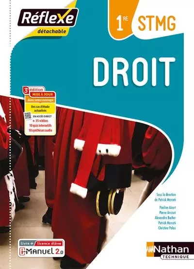 Droit 1re STMG (Pochette Réflexe) Livre + Licence élève - 2023 - Pauline Aicart, Pierre Arcuset, Alexandra Bucher, Patrick Mercati, Christine Palau - Nathan