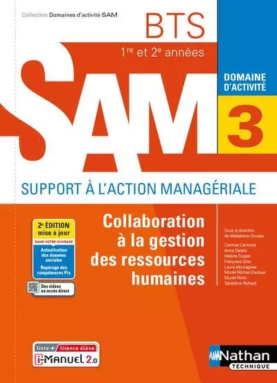 Collaboration à la gestion des RH - BTS SAM 1e/2e années (DOM ACT SAM) Livre + licence élève 2021 - Corinne Carmona, Anne Delalix, Hélène Dugier, Françoise Grac, Laure Montagnier, Muriel Nikitas-Couteux, Muriel Notin, Géraldine Richard - Nathan