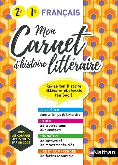 Mon carnet d'histoire littéraire - 1ère/ 2nde - 2022 - Vincent Blin, Lise Campy-Weis, Maxime Durisotti, Anne-Marie Garcia, Eric Luczak, David Martin, Alexandra de Montaigne, Marie Panter, Estelle Planchon, Domitille Riviere, Fabrice Sanchez, Marie-Pierre Verhille, Justine Wanin, Pierrick Ettien-Chalandard, Céline Gianfermi, Nicolas Moreaux, Cyprien Mycinski - Nathan