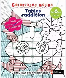 Coloriages malins - Tables d'addition Dès 6 ans Cp-CE1