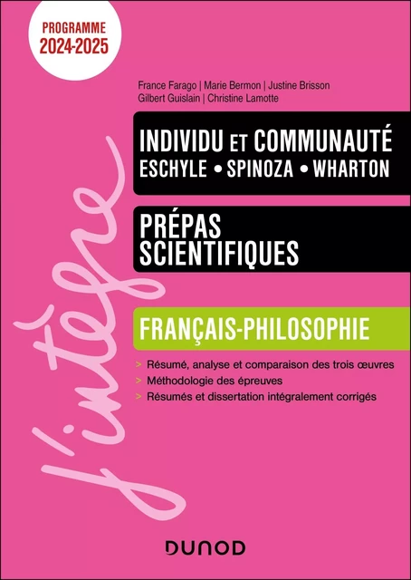 Individu et communauté - Manuel Prépas scientifiques Français-Philosophie - 2024-2025 - France Farago, Marie Bermon, Justine Brisson, Gilbert Guislain, Christine Lamotte - DUNOD