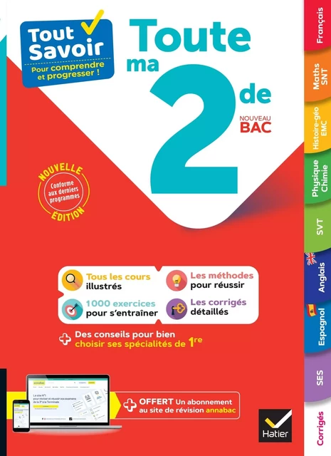 Tout savoir 2de 2024-2025 (toutes les matières) - Jacques Bergeron, Christophe Jeanmougin, Nicolas Nicaise, Christophe Clavel, Cécile Gaillard, Florence Holstein, Jean-Philippe Renaud, Gaëlle Cormerais, Sylvain Leder, François Porphire, Jeanne-France Bignaux, Christine Bronsart, Joël Carrasco, Christine Hascoët, Jean-Claude Hervé, Didier Hourquin, Vincent Noury, Louise Taquechel - HATIER